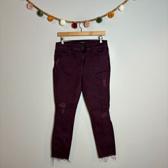 Express burgundy Mid Rise Ankle Legging jeans - Picture 1 of 5
